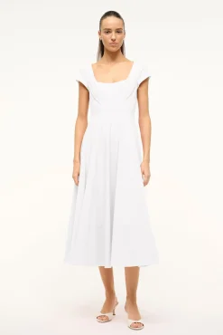 STAUD SHORT SLEEVE WELLS DRESS> Midi Dresses|Dresses