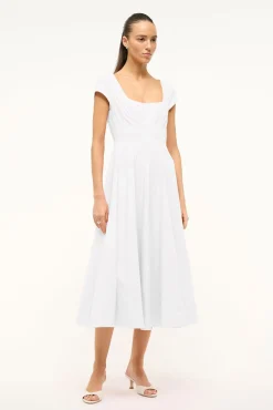 STAUD SHORT SLEEVE WELLS DRESS> Midi Dresses|Dresses