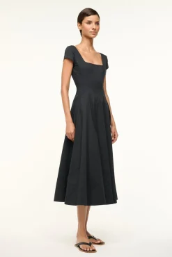 STAUD SHORT SLEEVE WELLS DRESS> Midi Dresses|Dresses