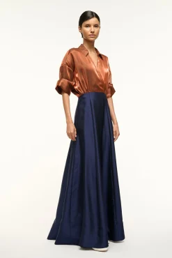 STAUD SHUBERT DRESS IRIDESCENT CACAO MIDNIGHT> The Evening Edit