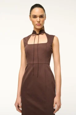 STAUD SLEEVELESS MARIANO DRESS DARK CHOCOLATE> Midi Dresses|Dresses