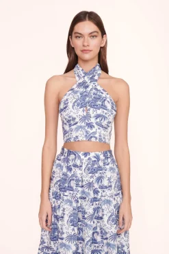 STAUD SMOCKED KAI TOP BLUE TOILE> Tops