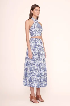 STAUD SMOCKED KAI TOP BLUE TOILE> Tops