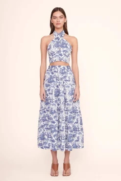 STAUD SMOCKED KAI TOP BLUE TOILE><noscript><img width=