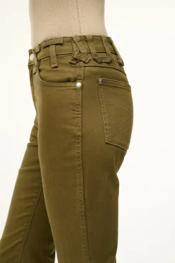 STAUD WRANGLER THE CROPPED BOOT JEAN SERGEANT GREEN><noscript><img width=