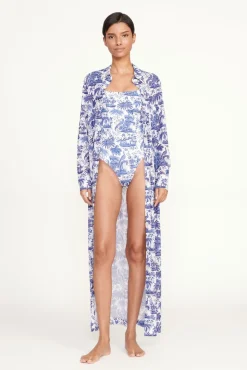 STAUD VITA DRESS BLUE TOILE> Swim|Cover-ups