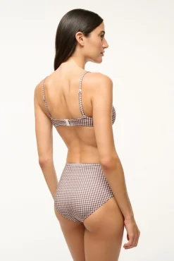 STAUD WAILEA BIKINI BOTTOM DARK CHOCOLATE MICRO CHECK><noscript><img width=