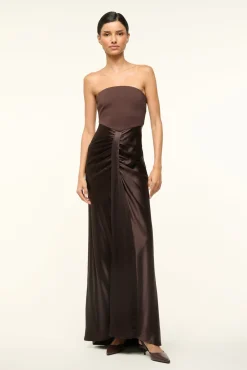 STAUD WAYFARING DRESS DARK CHOCOLATE> The Evening Edit|Maxi Dresses