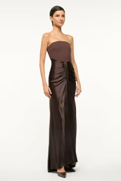 STAUD WAYFARING DRESS DARK CHOCOLATE> The Evening Edit|Maxi Dresses