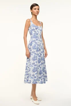 STAUD WELLS DRESS | CHINA BLUE TOILE> Midi Dresses|Dresses