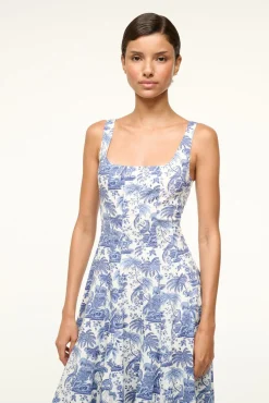STAUD WELLS DRESS | CHINA BLUE TOILE><noscript><img width=