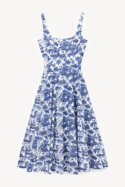 STAUD WELLS DRESS | CHINA BLUE TOILE><noscript><img width=