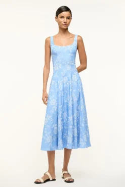 STAUD WELLS DRESS BLUE ROSE> Midi Dresses|Dresses