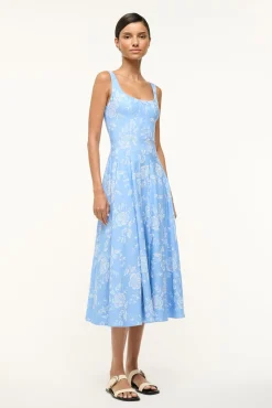 STAUD WELLS DRESS BLUE ROSE> Midi Dresses|Dresses
