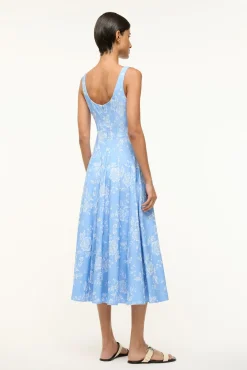 STAUD WELLS DRESS BLUE ROSE><noscript><img width=