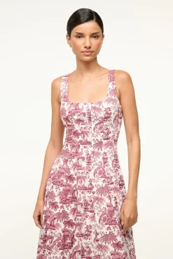 STAUD WELLS DRESS BORDEAUX TOILE><noscript><img width=