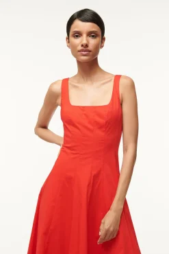 STAUD WELLS DRESS RED ROSE><noscript><img width=