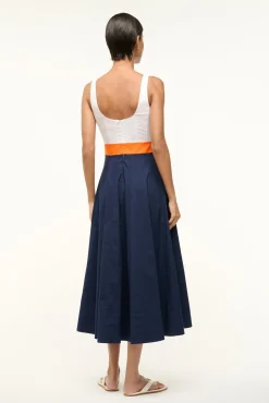STAUD WELLS DRESS WHITE APRICOT NAVY><noscript><img width=