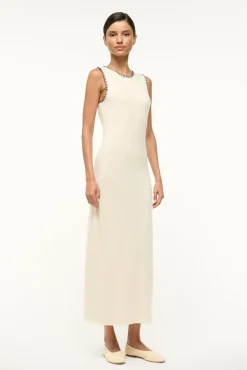 STAUD WENTWORTH DRESS IVORY NAVY> Knit Dresses|Maxi Dresses