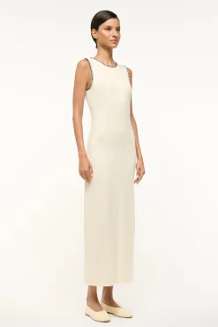STAUD WENTWORTH DRESS IVORY NAVY><noscript><img width=