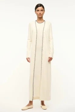 STAUD WENTWORTH DRESS IVORY NAVY><noscript><img width=