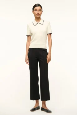 STAUD WINDSOR TOP IVORY NAVY> Tops