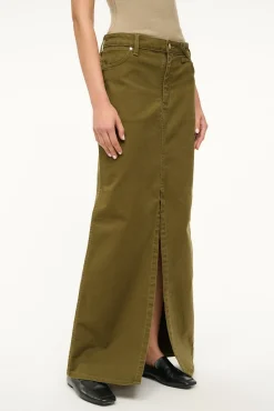 STAUD WRANGLER THE MAXI SKIRT SERGEANT GREEN> Denim|Skirts