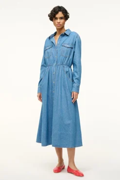 STAUD WRANGLER THE MIDI SHIRT DRESS> Dresses