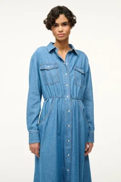 STAUD WRANGLER THE MIDI SHIRT DRESS><noscript><img width=