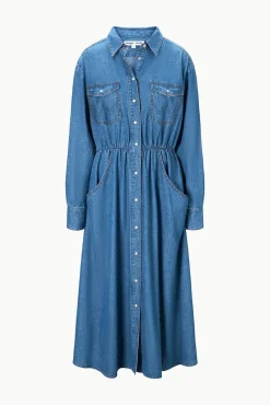 STAUD WRANGLER THE MIDI SHIRT DRESS><noscript><img width=