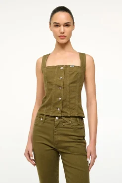 STAUD WRANGLER TRUCKER TOP SERGEANT GREEN> Denim|Tops