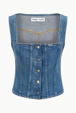 STAUD WRANGLER TRUCKER TOP INDIGO WASH><noscript><img width=